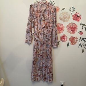 Aritzia Babaton a line midi long sleeve dress floral